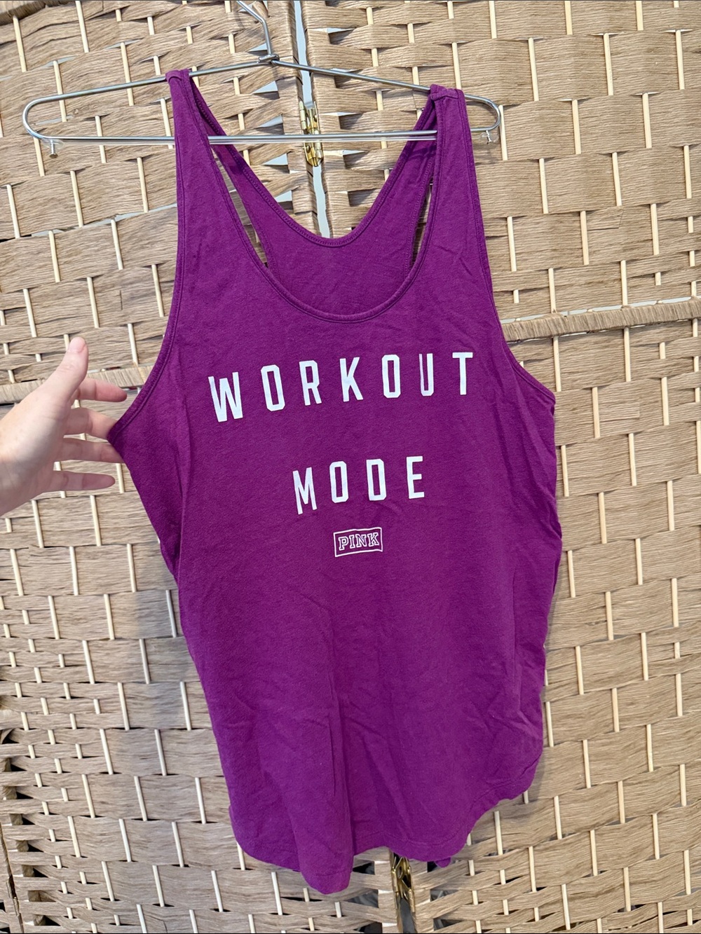 VTG PINK Victoria's Secret Purple 'WORKOUT MODE' Racerback Tank